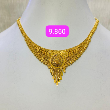 916 Gold Temple Design Short Necklace by 