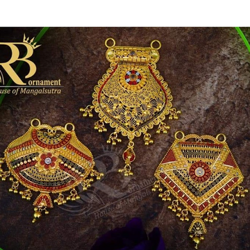 916 gold meena mangalsutra pendant