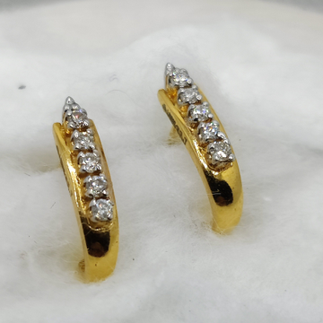 14K Gold Hoop Diamond Earring by Shri Datta Jewel