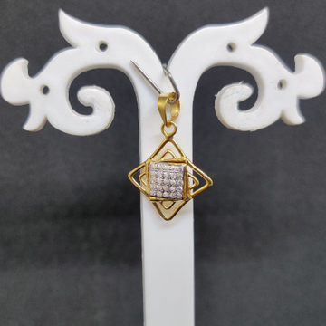 Gold 18c Square Diamond Design Pendant by Ghunghru Jewellers