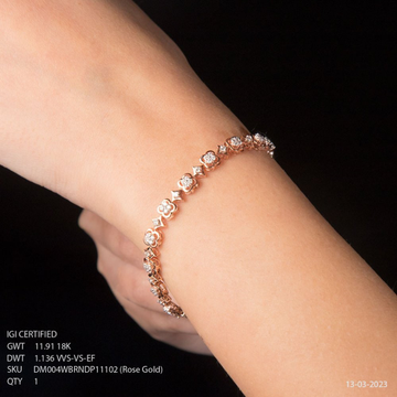 18K Rose Gold Stylish Diamond Bracelet For Women
