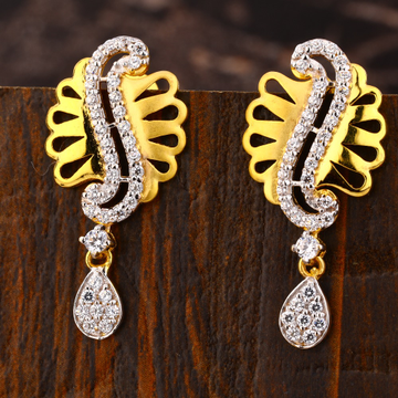 22KT  Gold CZ Women's Designer Hallmark Earring LF...