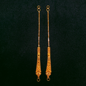 22k Gold kanser plain earchain by Ghunghru Jewellers