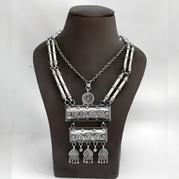 Designer 92.5% Pure Silver Necklace In Antique Wor...