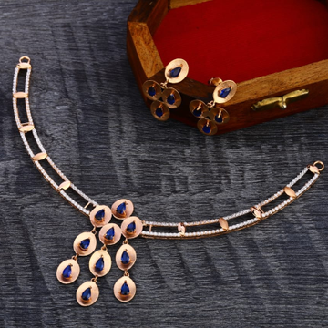 750 Rose Gold Hallmark Stylish Ladies Necklace Set...