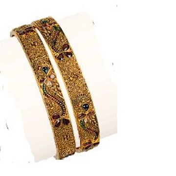 22K/916 Gold Fancy Kalkati Bangle by Ruchit Jewellers
