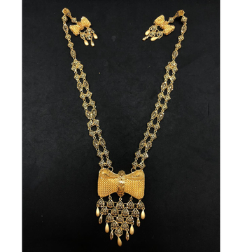 22K Gold Antique Long Necklace Set by 