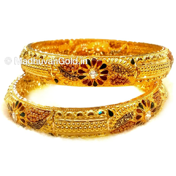 22k gold rajawadi meenakari flower shape kada bang...
