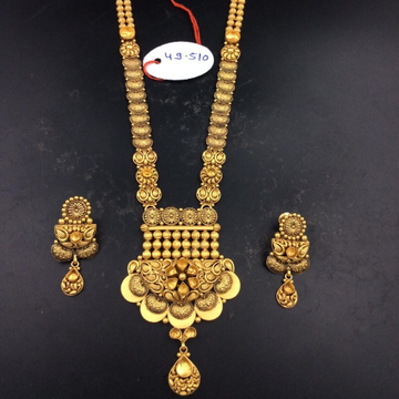 22K(916)Gold Ladies Antique Long Necklace Set Khok... by Sneh Ornaments