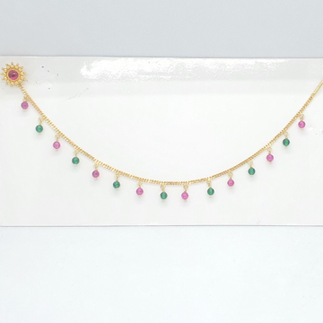 Gold 18.k Green And Pink Moti Nath by 