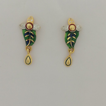 916 gold leaf design fancy earrings by 