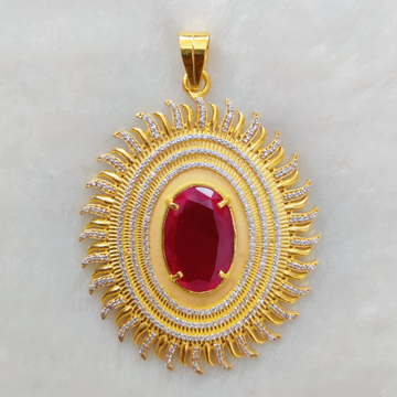 916 Gold Fancy Singal Stone Pendant