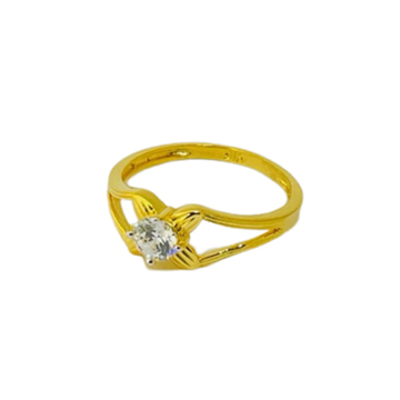 22k Yellow Gold Stylish Single Stone CZ Ring by 