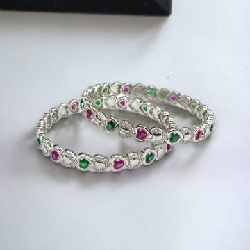 Silver Colorful Stone Bangles by 