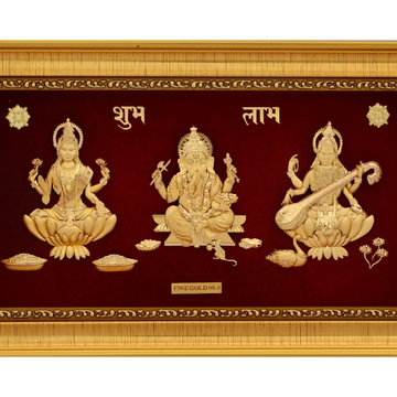 24k gold leaf Laxmiji -ganeshji-saraswatiji frame by 