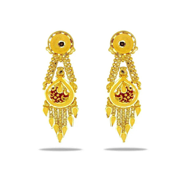 916 Gold Fancy Earrings by 