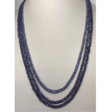Natural blue sapphires faceted round beeds necklace JSB0068