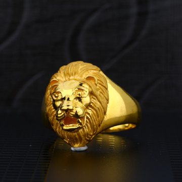 Exclusive Mens 916 Lion King Plain Gold Ring-MPR12