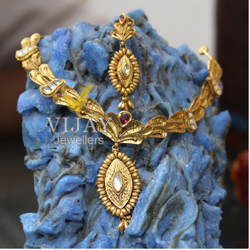 22KT Gold Handmade Jadau Necklace Set by 