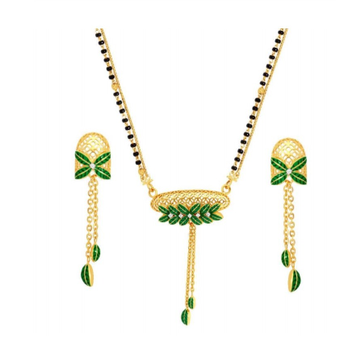 916 gold designer mangalsutra with earring pj-m003 by 