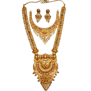 22k Gold Long Rajwadi With Half Necklace Set GLS01...