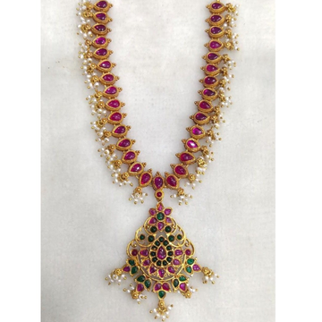 925 Pure Silver Stylish Navratan Necklace In Gold... by 