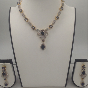 Blue sapphires and white cz stones necklace set jnc0058