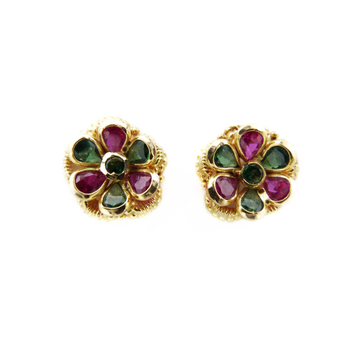 18K Gold Colour Stone Flower Tops by 