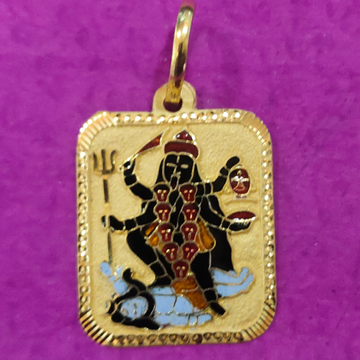 916 Gold Rectangle Shape Mahakali Ma Mina Pendant by Saurabh Aricutting