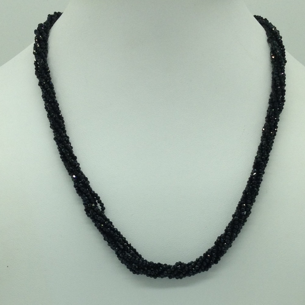 Natural black cz faceted beeds 8 layers twisted necklace jss0122