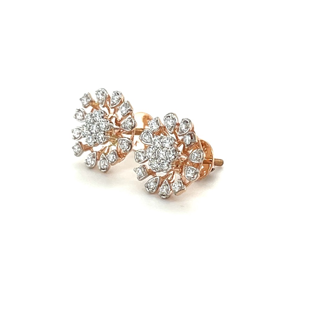 Timeless Snowflake Diamond Stud Earrings in 14k Rose Gold