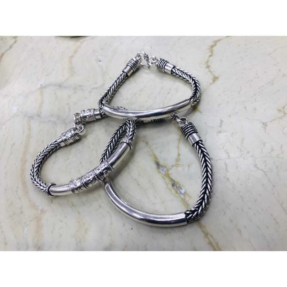 Manufacturer of 92.5 sterling silver oxidised baccha kada | Jewelxy - 60065