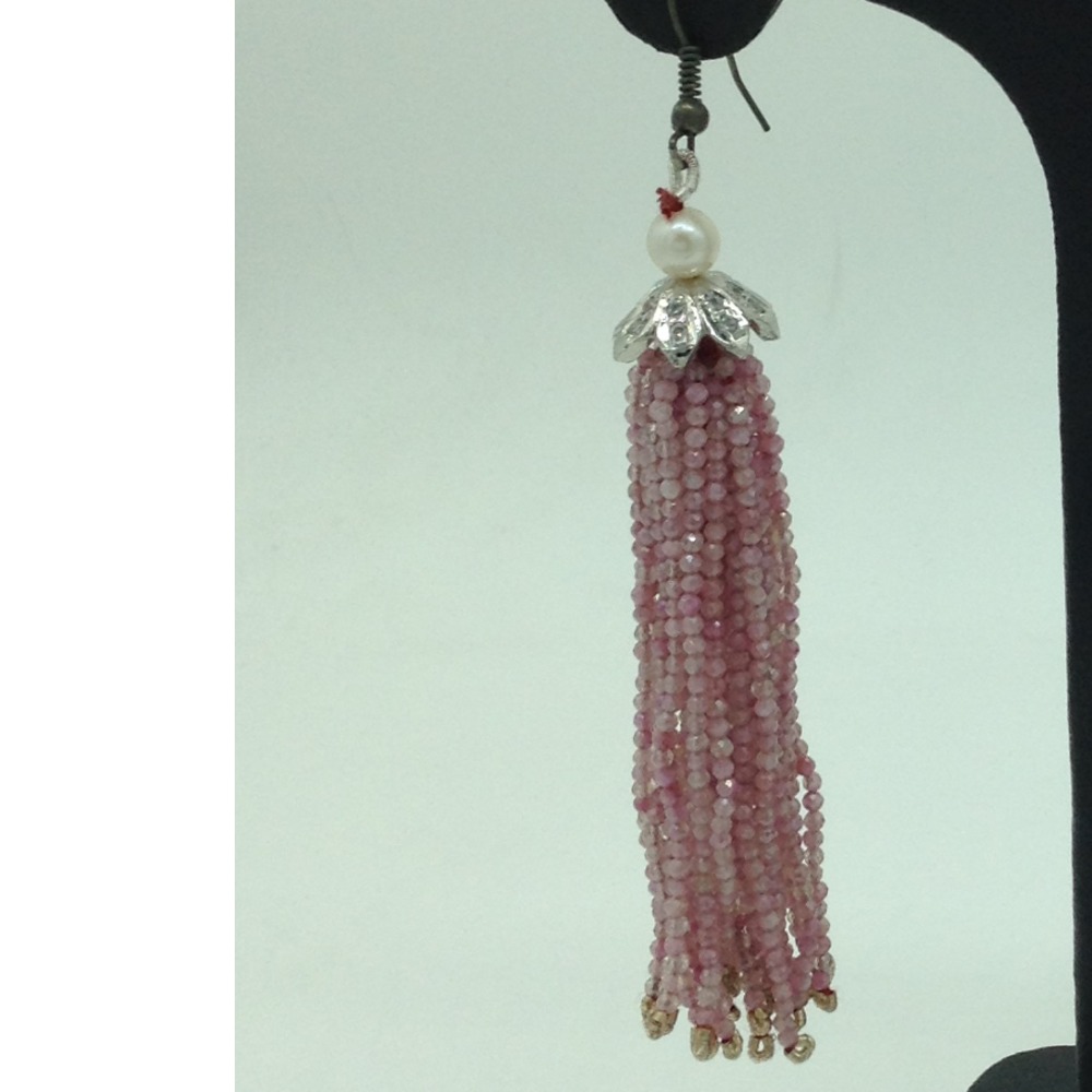 Pink Quartz Stones Ear Chandelier Hangings JER0016