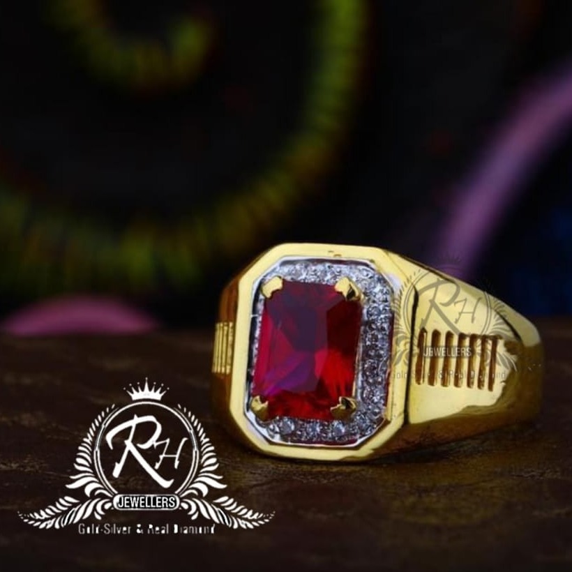 Manufacturer of Mens red stone heavy fancy gold ring-mhr45 | Jewelxy -  134745