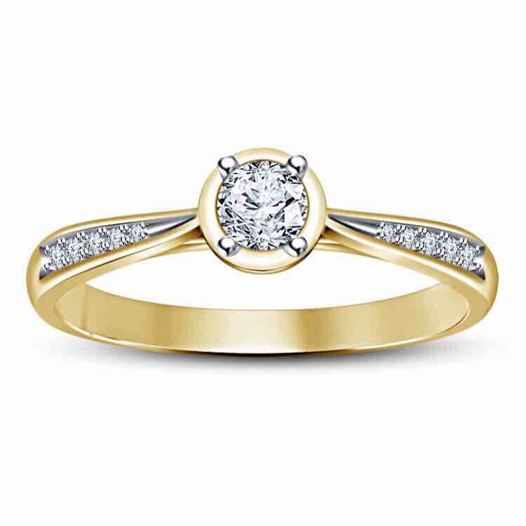 18KT Yellow Gold Real Diamond Solitaire Ring