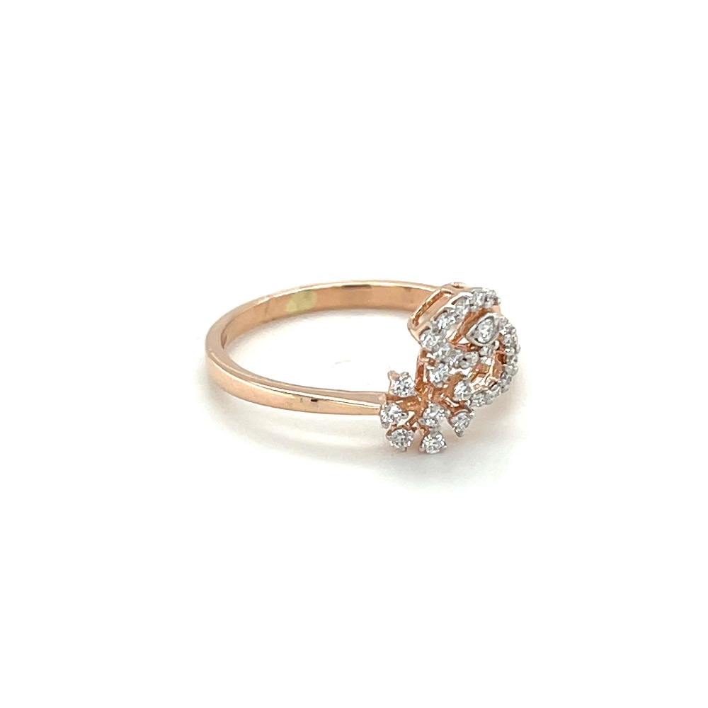 Elegant Rose Gold Ring with Diamond Floral Accent