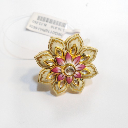 916 Gold Lotus Design Meenakari Pendant Set RHJ-5636