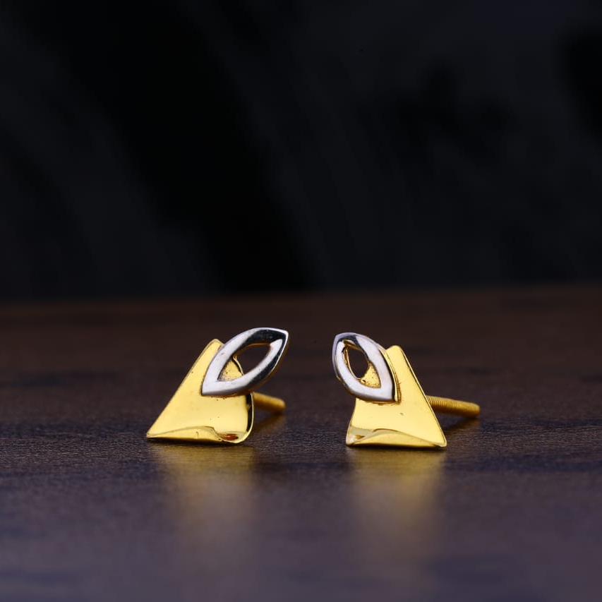 916 Gold CZ Classic Ladies Plain Earring LPE243