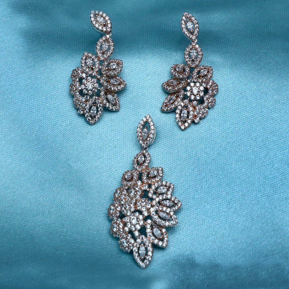 916 Gold CZ Diamond Pendant Set PJ-PS013