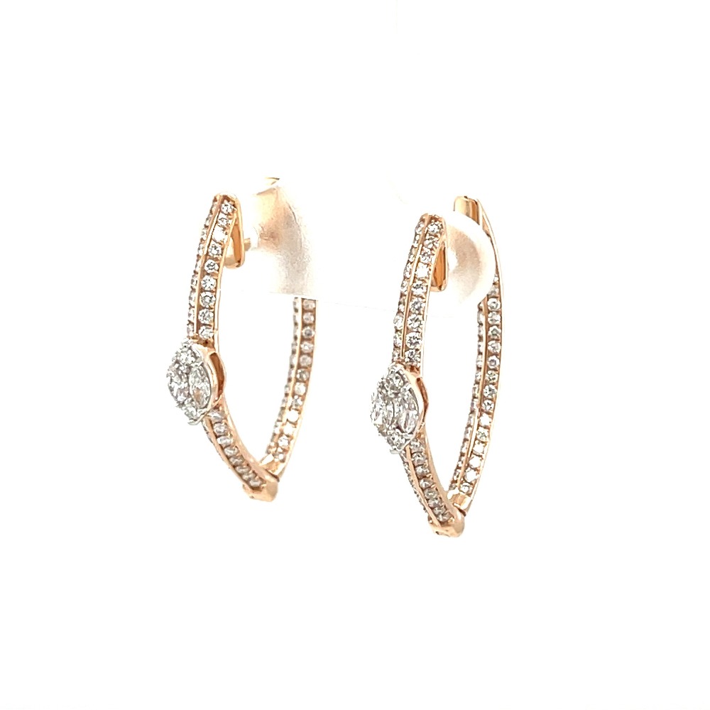 Marquise Shape Diamond Full Hoops Earring for Casual Wear