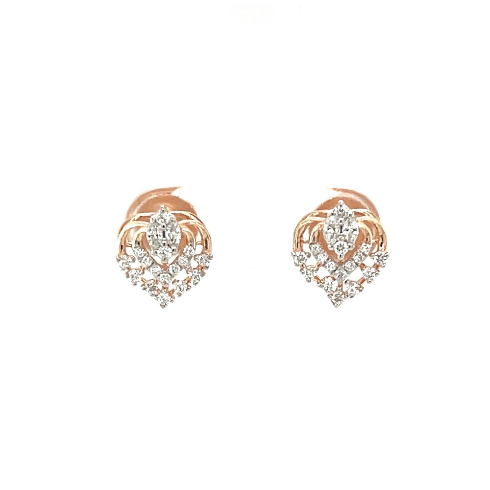 Rose Gold Diamond Marquise Cluster Heart Earrings