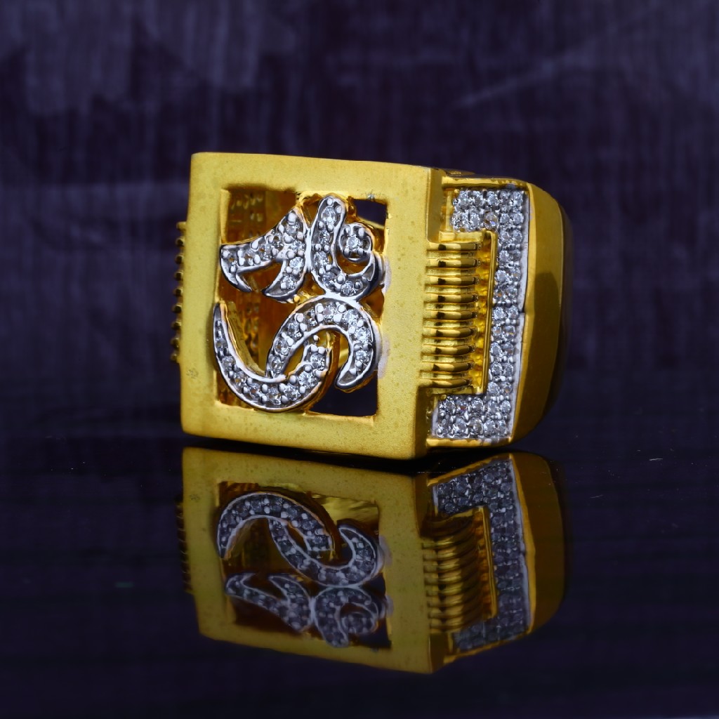 Buy quality 916 Cz Gold Om God Fancy Ring-MGR41 in Ahmedabad