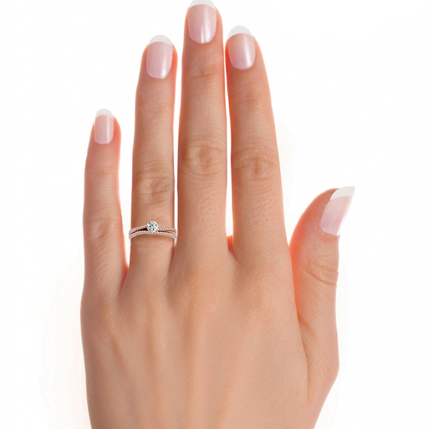 Double layer Solitaire Ring RG