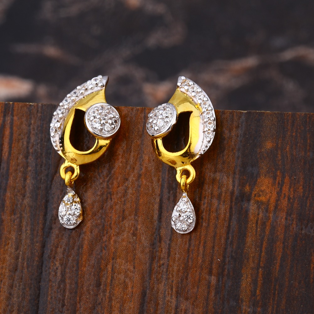 916 CZ Women's Hallmark Gold Earring LFE643