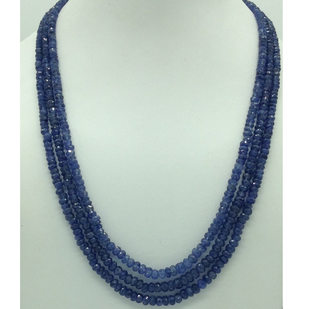 Natural blue sapphires round faceted 3 layers necklace jsb0146