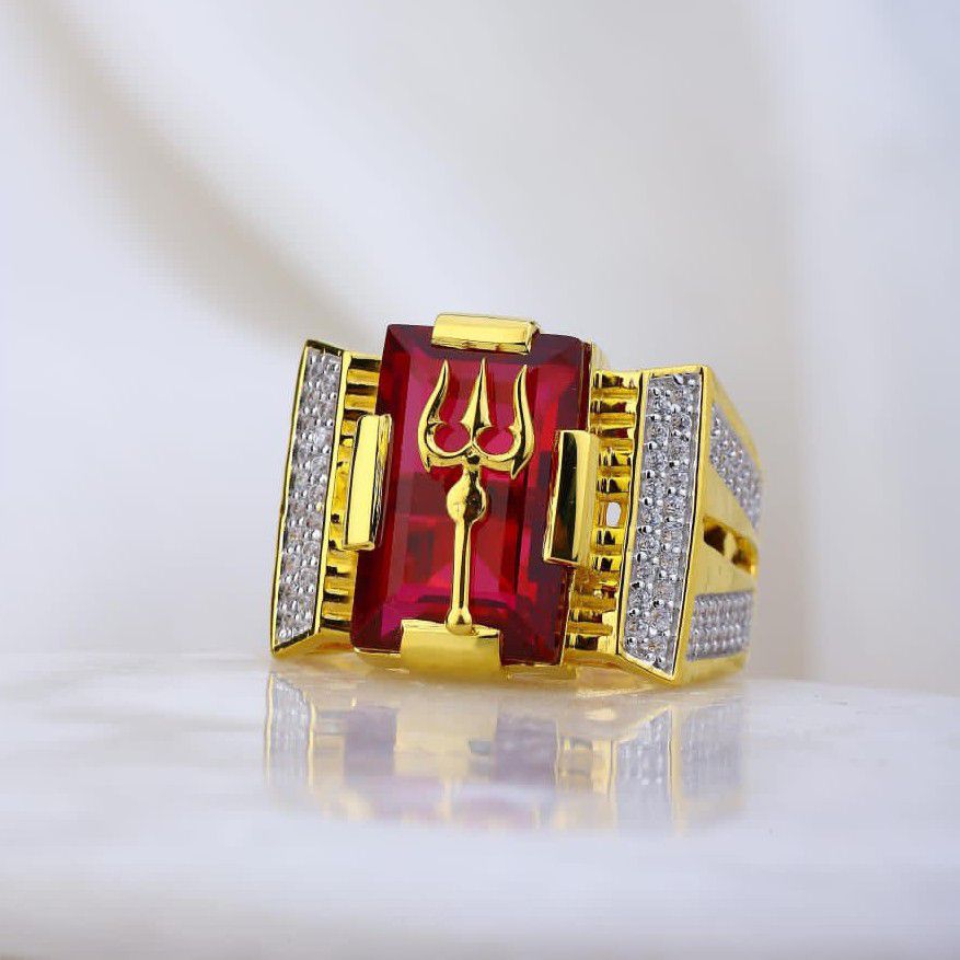 Natural Diamond 14k white Gold Religious Lord Shiva Trishul ring Jewelry |  eBay