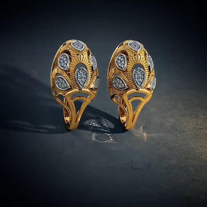 Golden Plated American Diamond Half Hoop Stud Earrings, Jewellery, Earrings  & Drops Free Delivery India.