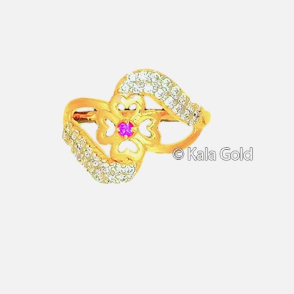 22KT CZ Flower Shaped Diamond Ladies Ring