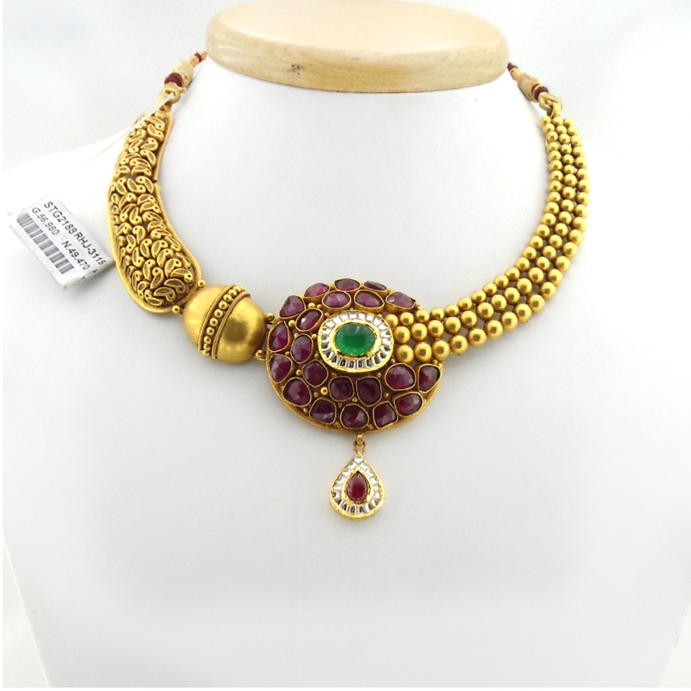 916 Gold Antique Bridal Necklace Set RHJ-3115