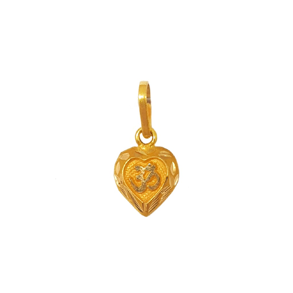 18K Gold Heart Shaped Om Pendant MGA - PDG0198